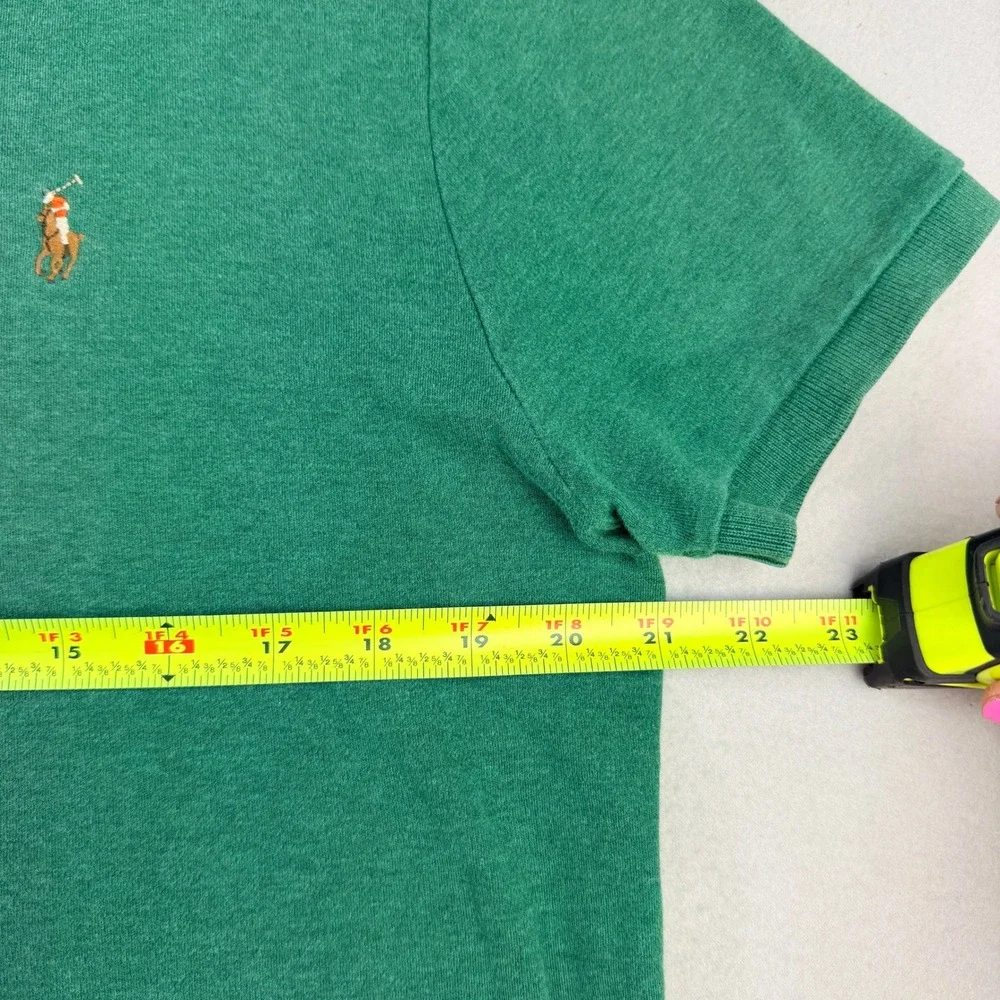Polo Ralph Lauren Mens Green Pima Cotton Custom Slim Fit Polo Shirt Size M